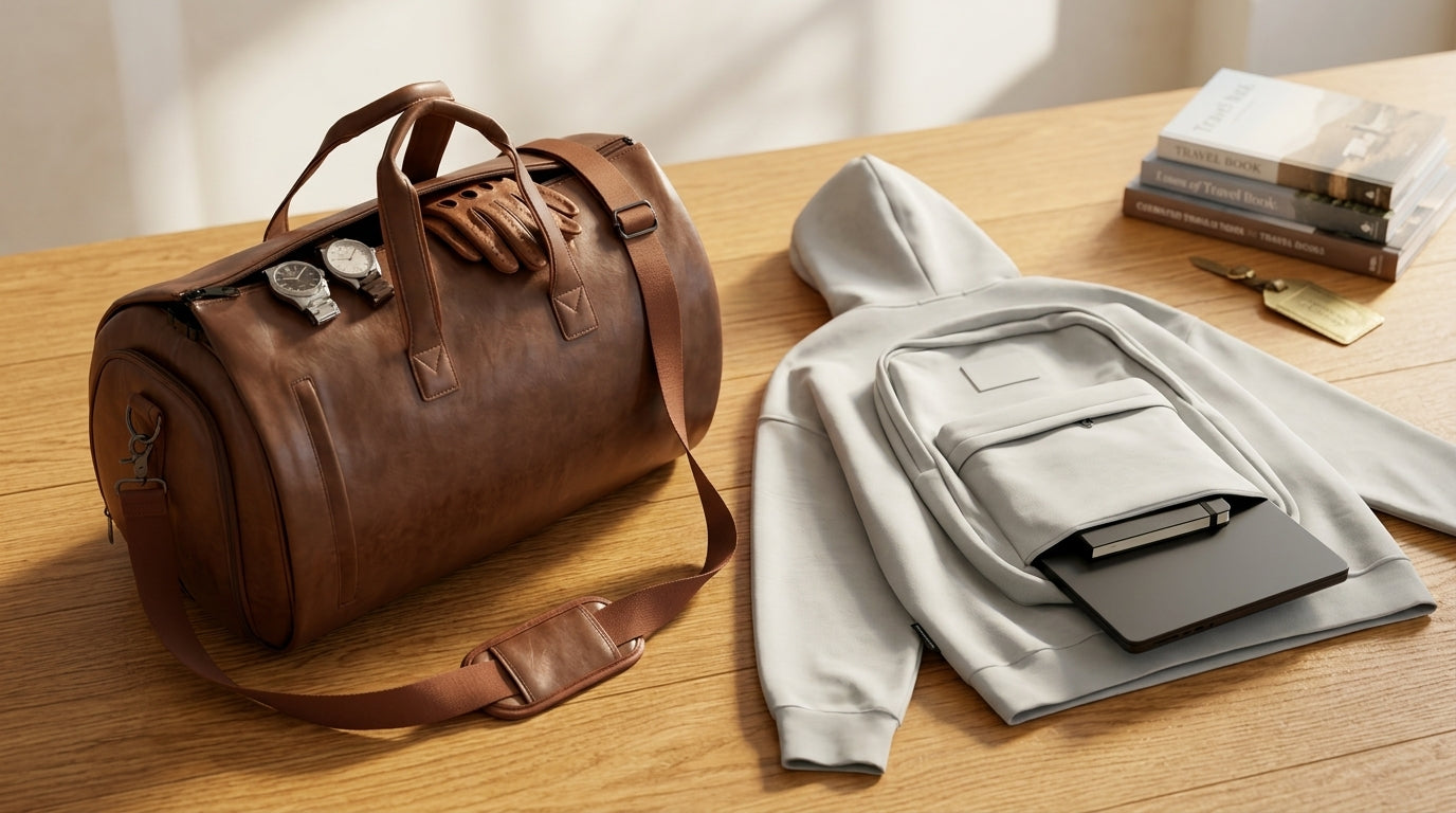 Leather Duffel Bag vs the Hoodie Backpack