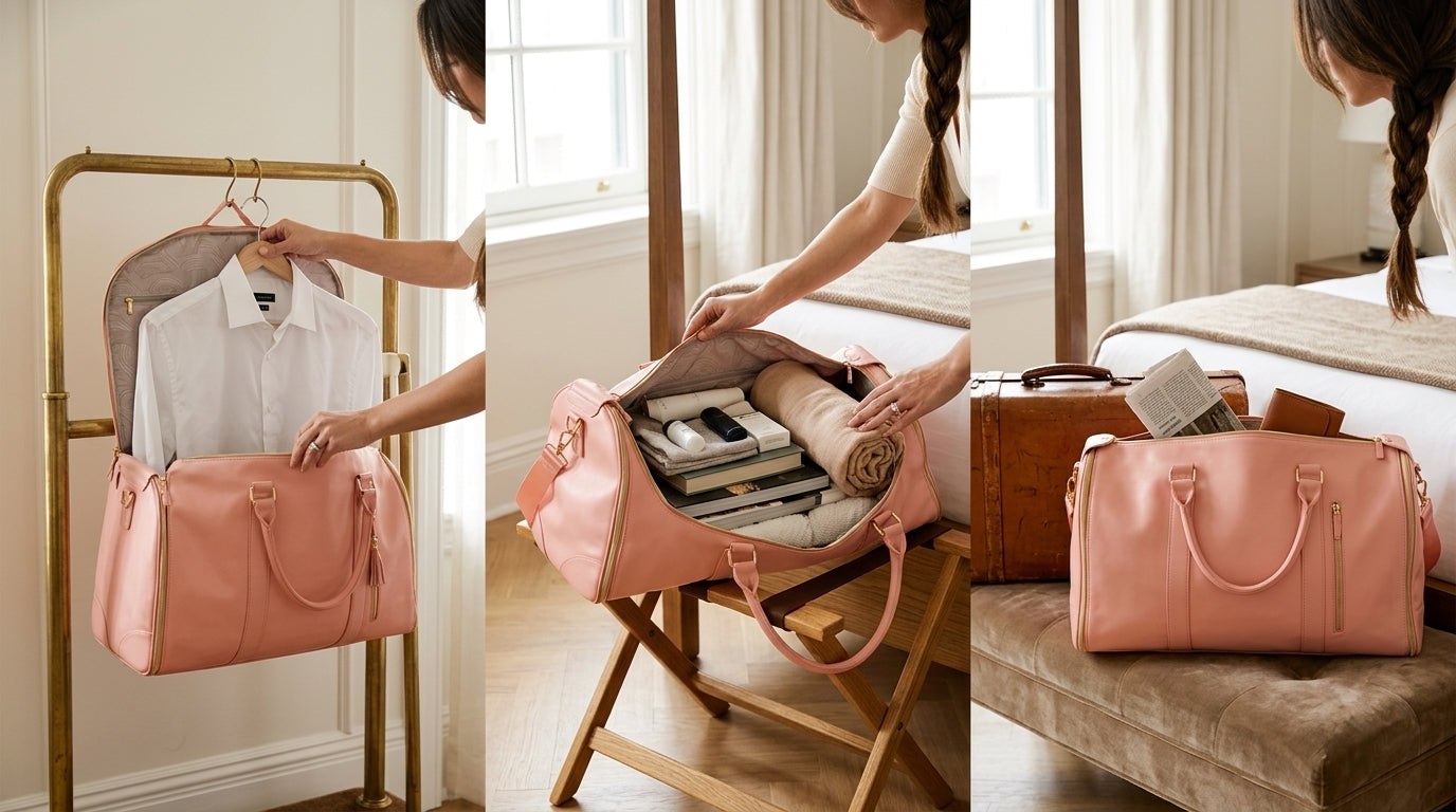 How a Garment Bag Turns into Weekender for Wrinkle Free Travel