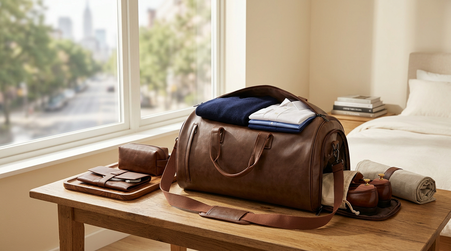 How to pack a leather duffel bag for a three day business trip