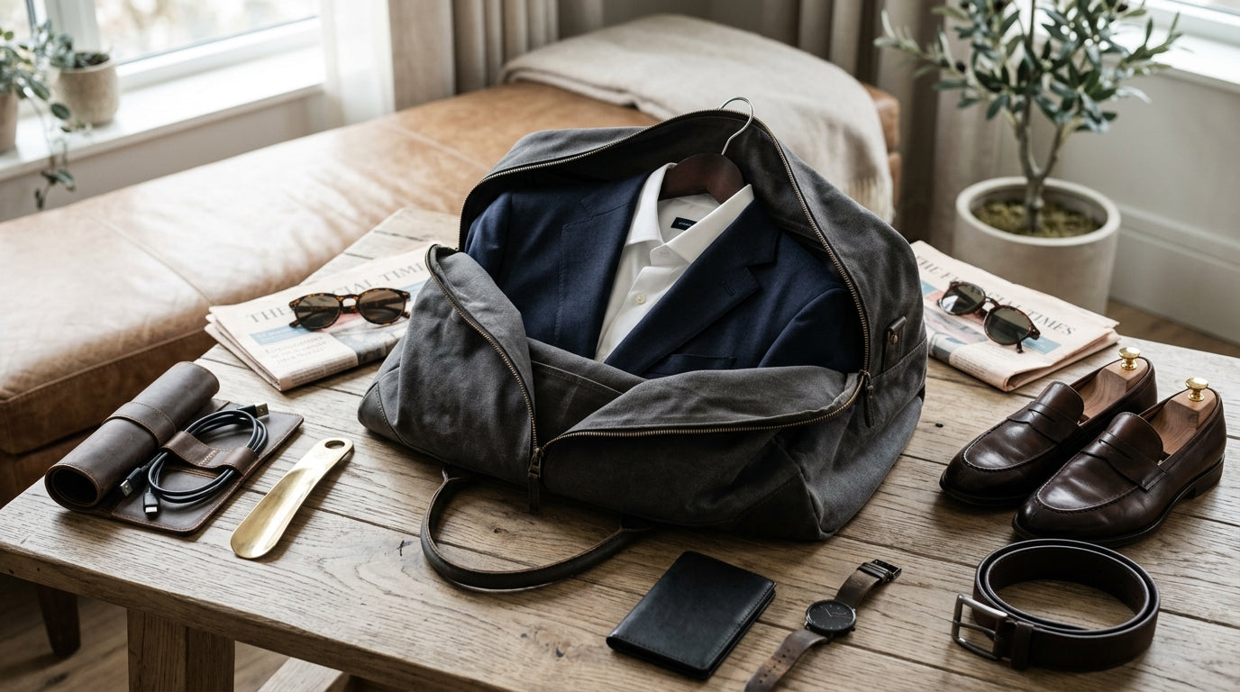 commercial for men's suit travel bag Polare Waxed Canvas Full Grain Leather Trim Garment Carry On T Carry on Garment Bags for Travel Leather Garment Duffle Bag Convertible Mens Suit Travel Bags with Shoe Compartment Campaign Waxed Canvas Garment Bag