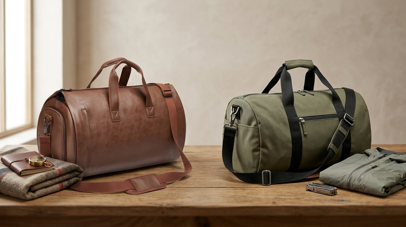 Leather duffel bag vs duffel bag Material Comparison Guide