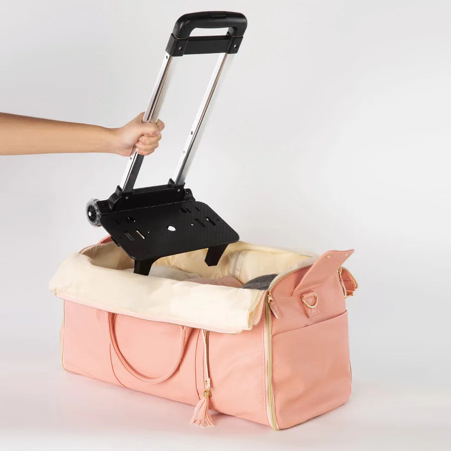 Luhxe Travel Bag 2.0 open, with the telescopic handle pulled out